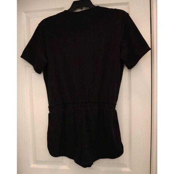Free People Beach OB1999009 Women's Sz Medium Black Cotton S/S Romper - Picture 2 of 8